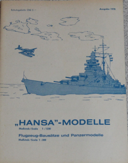 1978 Catalogue (1 p.)  Hansa Schowanek Shipmodels 1:1250
